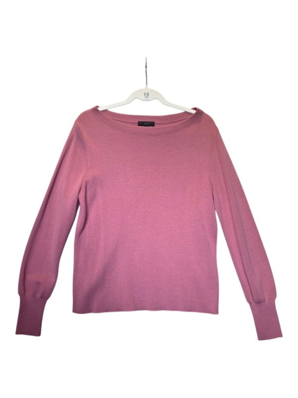 J.Crew Women's Boatneck Sweater Pink Merino Wool Cotton Blend Size M Long Sleeve